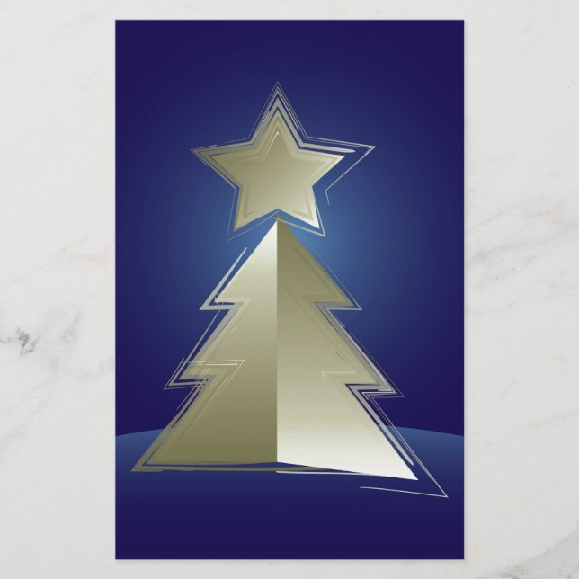 Golden Christmas tree Stationery (Front)