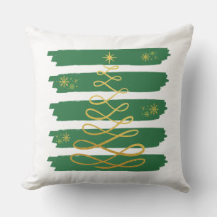 Golden Christmas tree Throw Pillow