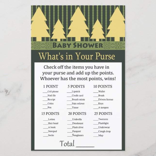 Golden Christmas Tree What's in your purse game (Front)