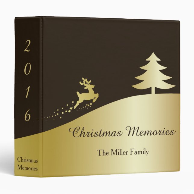 Golden Christmas Tree with Reindeer Binder (Front/Spine)