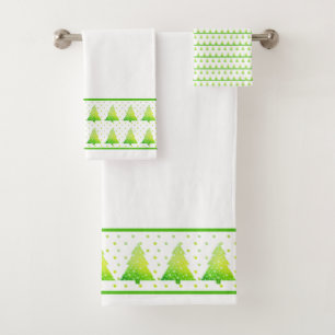 Golden Christmas Trees Bath Towel Set