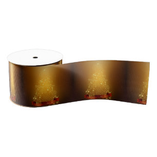 Golden Christmas Trees Grosgrain Ribbon