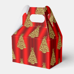 Golden Christmas Trees on Red Favor Box