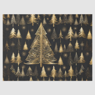 Golden Christmas Trees Wrapping Decoupage Craft Tissue Paper