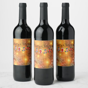 Golden Christmas Wine Label