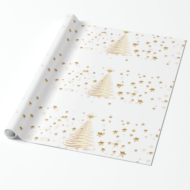 Golden Christmas Wrapping Paper (Unrolled)