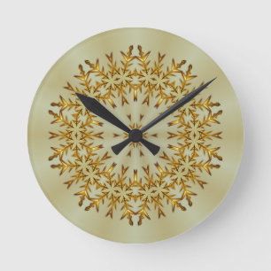 Golden Christmas Wreath Round Clock