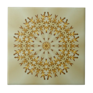 Golden Christmas Wreath Tile