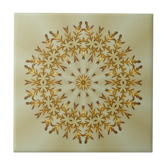 Golden Christmas Wreath Tile (Front)