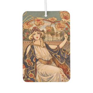 Golden Chrysanthemum Muse – Art Nouveau Floral  Air Freshener