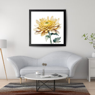 Golden Chrysanthemum Watercolor Print