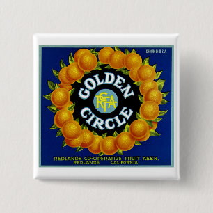 Golden Circle Oranges 2 Inch Square Button