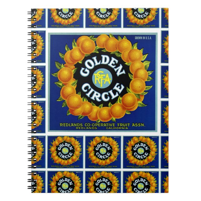 Golden Circle Oranges multi print Notebook (Front)