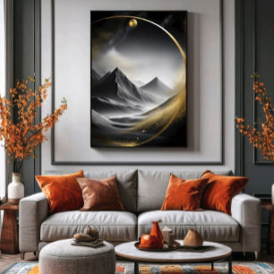 Golden Circle Over Shadowed Peaks Canvas Print
