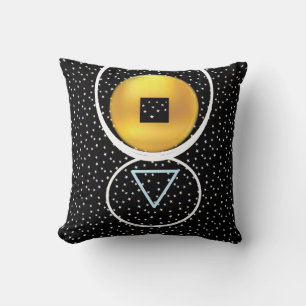 Golden Circle Square Triangle & Stars Throw Pillow