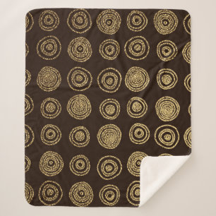 Golden Circles: Hand Drawn Pattern Sherpa Blanket