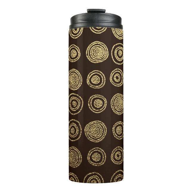 Golden Circles: Hand Drawn Pattern Thermal Tumbler (Front)