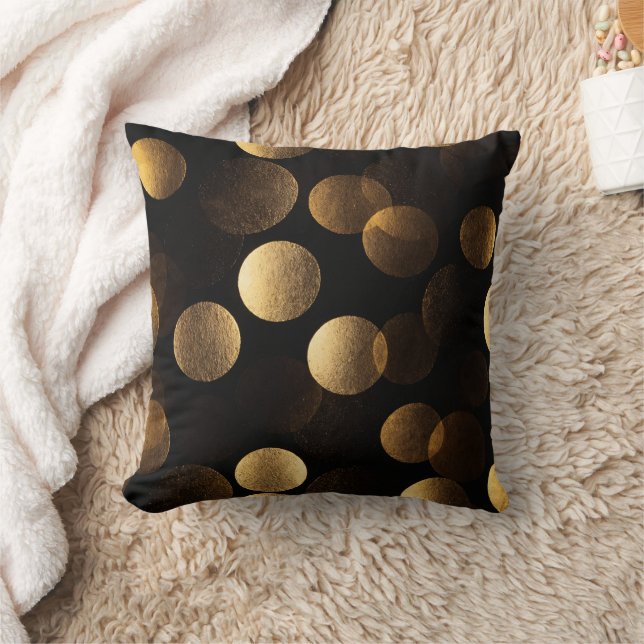 Golden Circles Luxury Throw Pillow (Blanket)