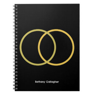 Golden Circles on Black – Personalized Minimalist Notebook