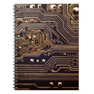 Golden circuit board. Electronic computer hardware Notebook