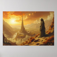 Golden City Futuristic Sci Fi Fantasy Art