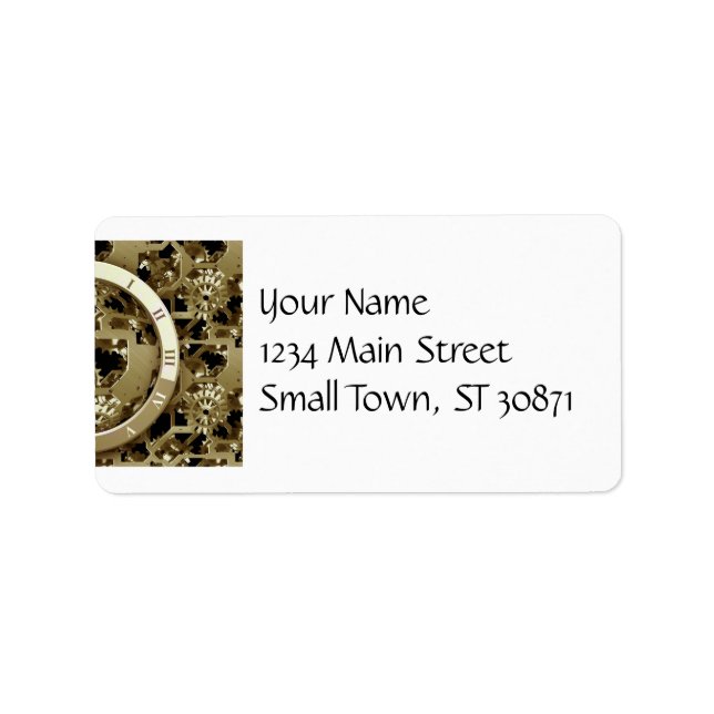Golden Clocks and Gears Steampunk Mechanical Gifts Label (Front)
