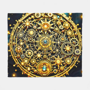 Golden Clockwork Celestial Art Fleece Blanket