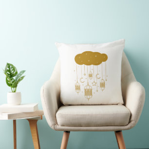 Golden Cloud & Lanterns Ramadan Pillow
