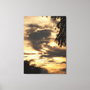Golden Clouded Sunrise Wrapped Canvas Print