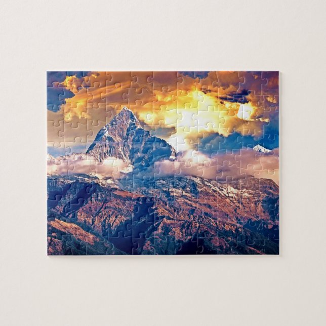 Golden Clouds, Mountain, Rugged Landscape Jigsaw Puzzle (Horizontal)