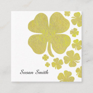 Golden Clover Shamrock Elegant Jewelry Display Square Business Card