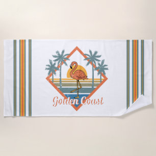 Golden Coast Flamingo Sunset Beach Towel