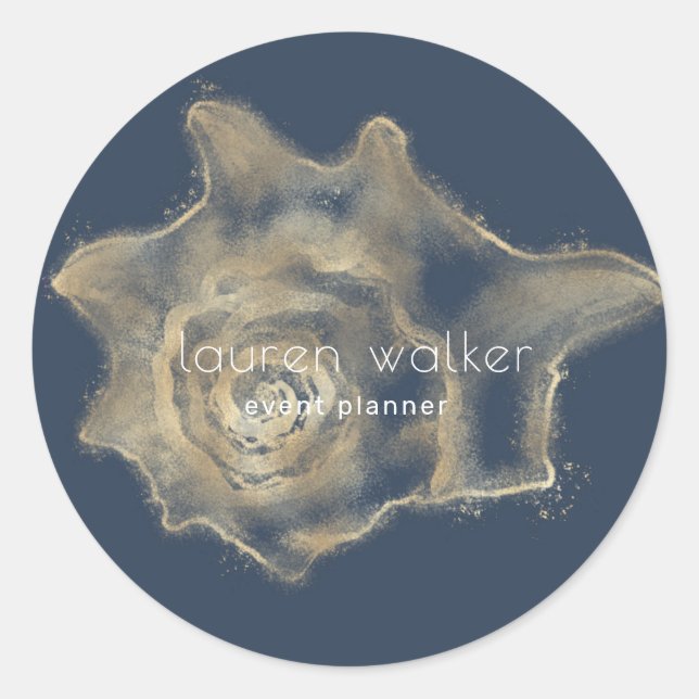 golden coastal elegant monogram classic round stic sticker (Front)