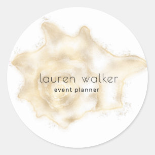 golden coastal elegant monogram classic round sticker