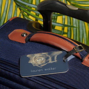 golden coastal elegant sea shell luggage tag