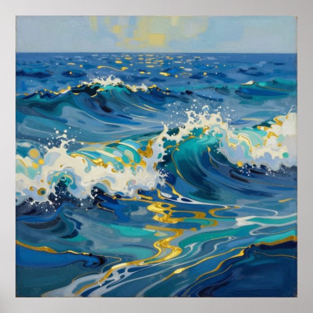 Golden Coastal Flow Poster (Front)