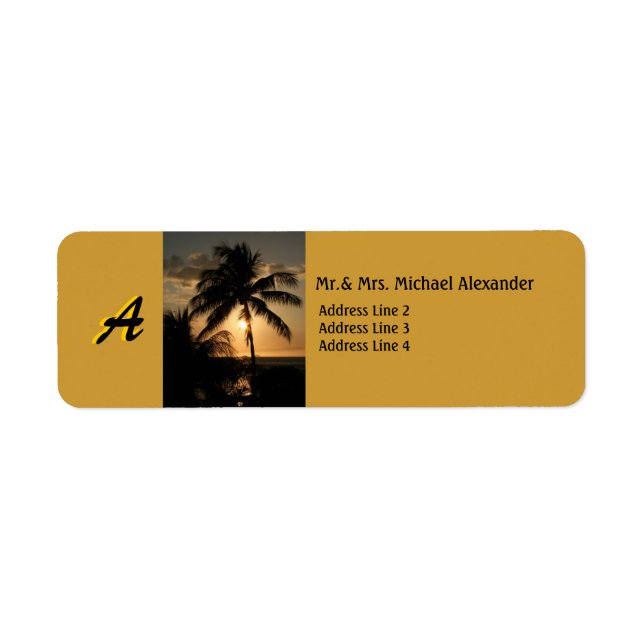 Golden Coastline Sunset Palm Tree with Monogram (Front)