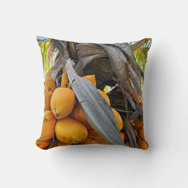 Golden Coconuts Throw Pillow (Front)