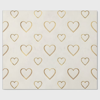 Golden color heart wrapping paper