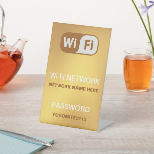 Golden Colour Custom Wifi Network Password Pedestal Sign