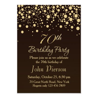 golden confetti 70th birthday party invitation zazzle ca