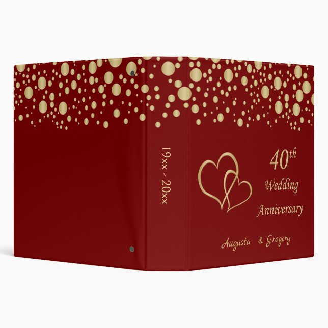 Golden confetti, joined hearts 40th Anniversary Binder (Background)