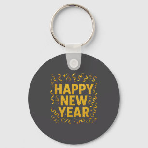 Golden Confetti - New Year's Eve Happy New Year  Keychain