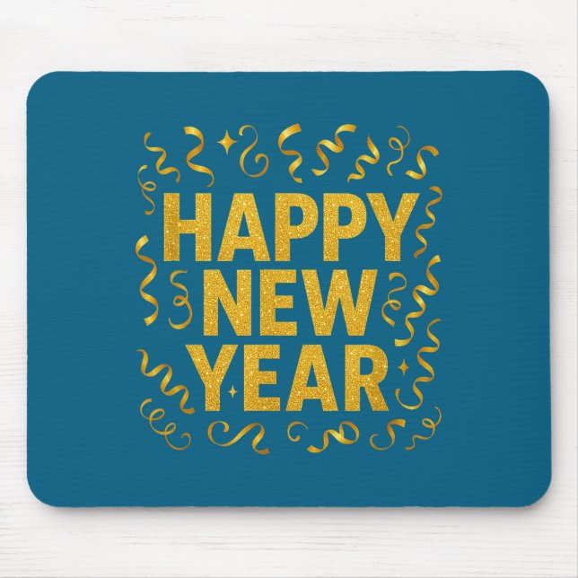 Golden Confetti - New Year's Eve Happy New Year  Mouse Pad (Front)