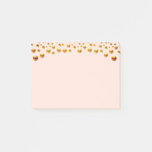 Golden Confetti on Coral Pink Post-It Notes