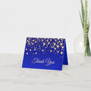 Golden confetti on sapphire blue Thank You