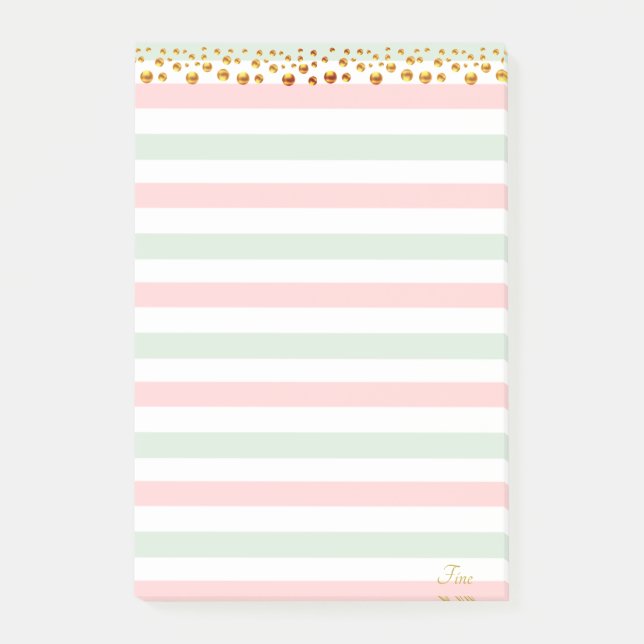 Golden Confetti & Pastel Colours Personalized Post-it Notes (Front)
