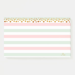 Golden Confetti & Pastel Colours Personalized Post-it Notes