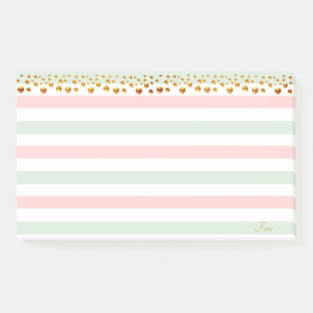 Golden Confetti & Pastel Colours Personalized Post-it Notes (Front)