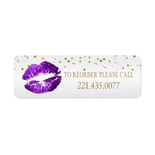 Golden Confetti & Purple Lips 2 - Reorder Return Address Label